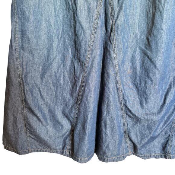 Vintage Y2 Bianchi Sz12 Denim Maki Skirt Boho Western Flowy Flared Spring Summer - Picture 9 of 13